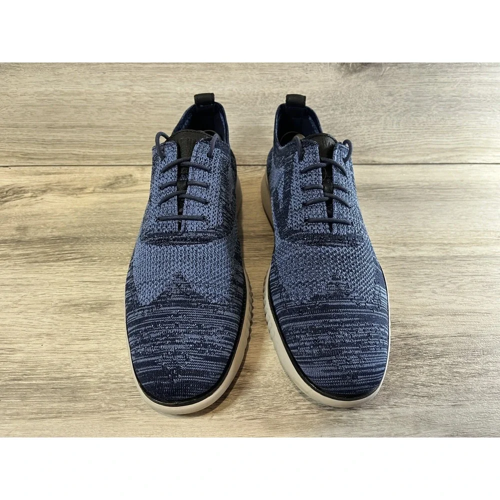 Cole Haan Mens Sz 11 M‎ 2.ZEROGRAND Stitchlite Wingtip Blue Oxford Shoes C27946